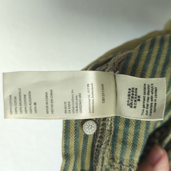 We the Free – Ziggy Denim Overall in Railroad Stripe – Olive Sparrow Green - Picture 4 of 10